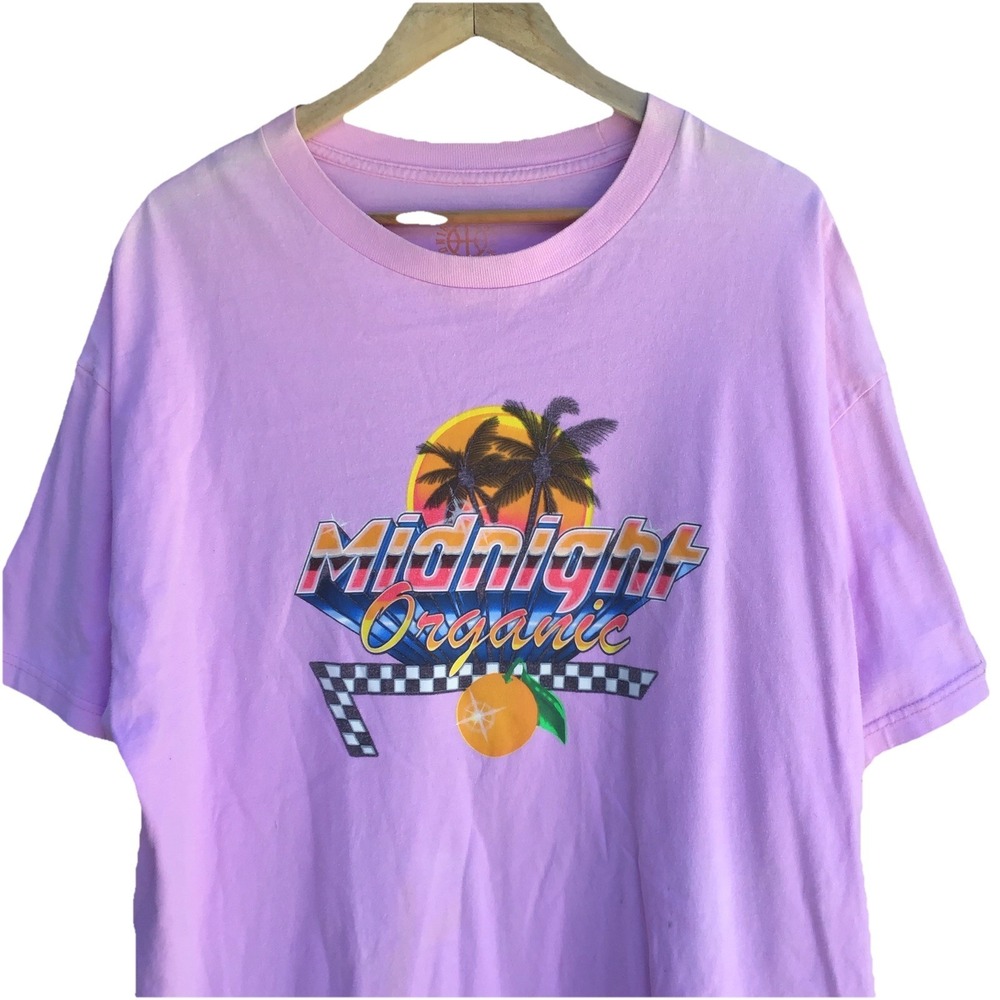 Larry June Midnight Organic Pink Graphic T-Shirt XXL Streetwear Made in Honduras